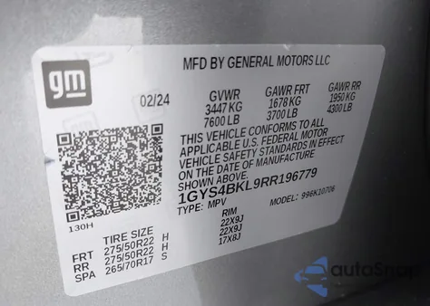 2024 Cadillac Escalade 4Wd Premium Luxury from USA, damaged, VIN 1GYS4BKL9RR196779